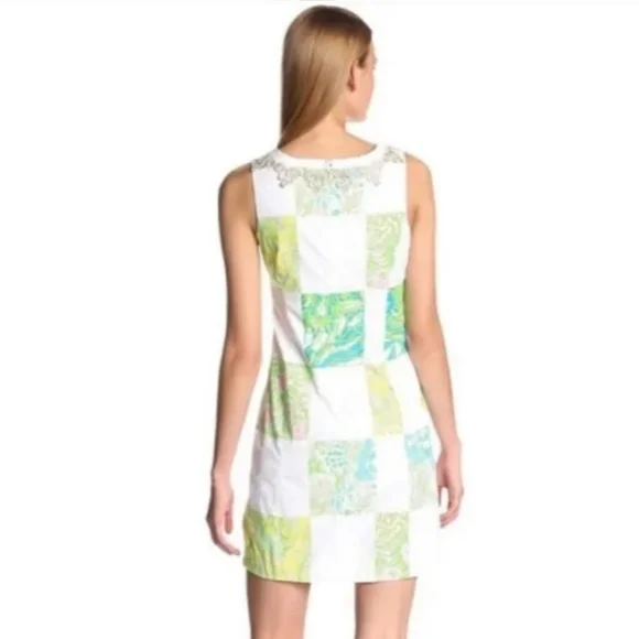 Lilly Pulitzer Janice Shift Mini Dress Lioness Patchwork Resort Fit Size 6 - Picture 3 of 9